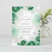 Emerald Green Refined Forest Wedding Einladung (Stehend Vorderseite)
