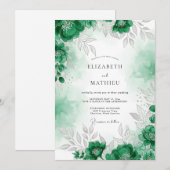 Emerald Green Refined Forest Wedding Einladung (Vorne/Hinten)