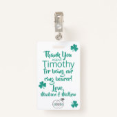 Emerald Green Ring Bearer Security Abzeichen Ausweis (Rückseite mit Klammer)