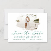 Emerald Green Romantic Brushed Foto Save The Date Magneteinladung (Vorderseite)