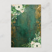 Emerald Green Romantic Floral  Wedding Details Begleitkarte (Rückseite)