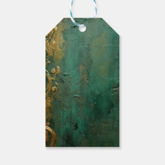 Emerald Green Romantic Floral Wedding Geschenkanhänger (Rückseite)