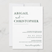 Emerald Green Romantic Simple Wedding Einladung (Vorderseite)