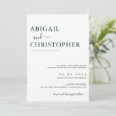 Emerald Green Romantic Simple Wedding Einladung (Stehend Vorderseite)