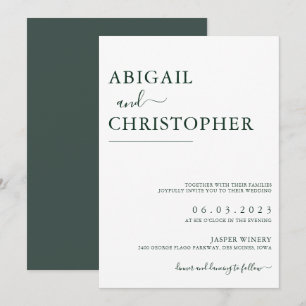Emerald Green Romantic Simple Wedding Einladung
