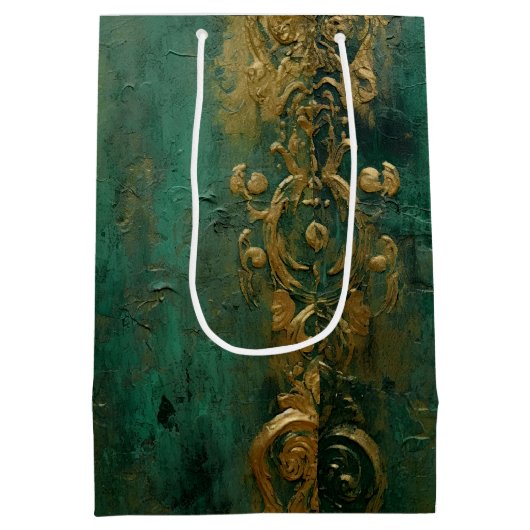 Emerald Green Romantic Wedding Mittlere Geschenktüte (Rückseite)