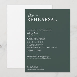 Emerald Green Romantic Wedding Probe Dinner Einladung