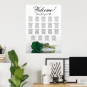 Emerald Green Rose 19 Table Wedding Seating Chart Poster (Heimbüro)