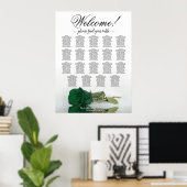Emerald Green Rose 19 Table Wedding Seating Chart Poster (Heimbüro)