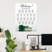 Emerald Green Rose 22 Table Wedding Seating Chart Poster (Heimbüro)