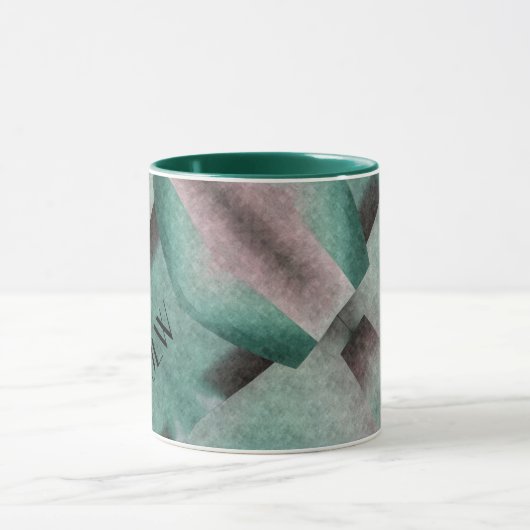 Emerald Green Rose Art Deco Abstrakt mit Initialen Tasse (Zentrum)