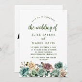 Emerald Green Rose Beige Foilage Hochzeit Einladung (Vorne/Hinten)