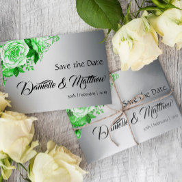 Emerald Green Rose Bouquet auf Silberhochzeit Ankündigungspostkarte