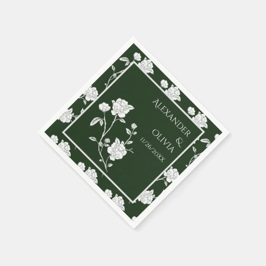 Emerald Green Rose Brautparty Napkins Serviette (Ecke)