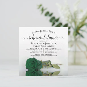 Emerald Green Rose Chic Wedding Probe Dinner Einladung