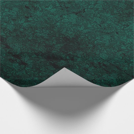 Emerald Green Rose Damask Goth Wrapping Paper Geschenkpapier (Ecke)