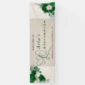 Emerald Green Rose Floral Quinceanera Willkommen Banner (Vertikal)