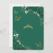 Emerald Green Rose Floral Quinceñera Butterfliegen Save The Date (Rückseite)