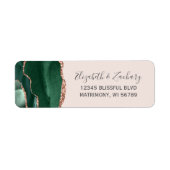 Emerald Green Rose Gold Agate Blush Rücksendeadres (Vorne)