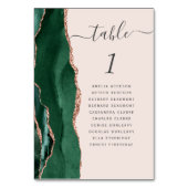 Emerald Green Rose Gold Agate Blush Wedding Tischnummer (Vorderseite)