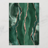Emerald Green Rose Gold Agate Dark Wedding Menükarte (Rückseite)