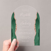 Emerald Green Rose Gold Agate Pink Wedding Arch Acryleinladungen (Insitu (Handheld))
