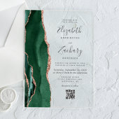 Emerald Green Rose Gold Agate QR Code Wedding Acryleinladungen