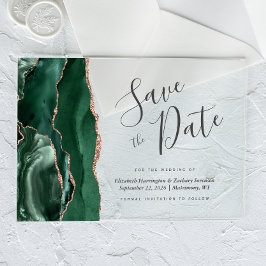 Emerald Green Rose Gold Agate Save the Date Card Acryleinladungen