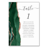 Emerald Green Rose Gold Agate Wedding Tischnummer (Vorderseite)