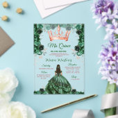 Emerald Green Rose Gold Crown Mis Quince Acryleinladungen (In Situ (Hochzeit))