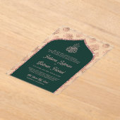 Emerald Green Rose Gold Damask Arch Acryleinladungen (Ablage )