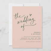 Emerald Green Rose Gold Fun Wedding Einladung (Vorderseite)