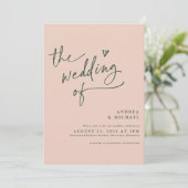 Emerald Green Rose Gold Fun Wedding Einladung (Stehend Vorderseite)