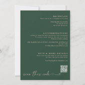 Emerald Green Rose Gold Fun Wedding Einladung (Rückseite)