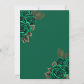 Emerald Green Rose Gold Quinceañera Einladung (Rückseite)
