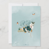 Emerald Green Rose Gold Tiara Butterfly Quince Einladung (Rückseite)