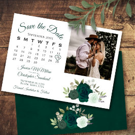Emerald Green Rose Hochzeitkalender & Foto Save The Date