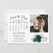 Emerald Green Rose Hochzeitkalender & Foto Save The Date (Vorderseite)
