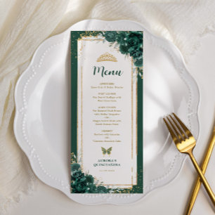 Emerald Green Rose Quinceanera Geburtstagskarte Einladung