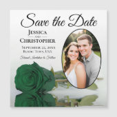 Emerald Green Rose Save the Date Foto Magnet (Vorderseite)