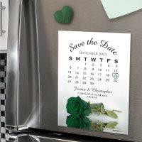Emerald Green Rose Save the Date Kalender Magnet