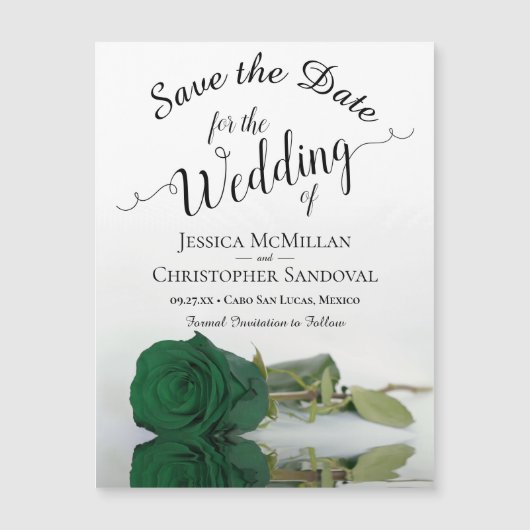 Emerald Green Rose Wedding Save the Date Magnet (Vorderseite)