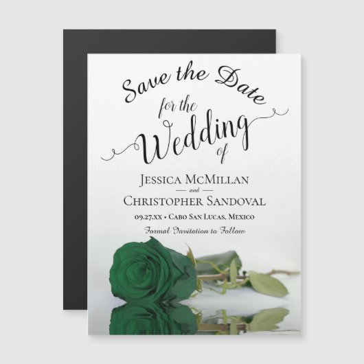 Emerald Green Rose Wedding Save the Date Magnet (Vorne/Hinten)