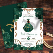 Emerald Green Rose Western Quinceanera Einladung