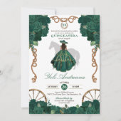 Emerald Green Rose Western Quinceanera Einladung (Vorderseite)