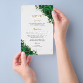 Emerald Green Roses Floral Blumen Menüblatt Flyer (Handgriff)