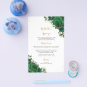 Emerald Green Roses Floral Flowers Menu Sheet  Flyer (Einzeln)