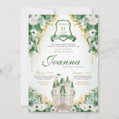 Emerald Green Royal Castle Princess Quinceanera Einladung (Vorderseite)