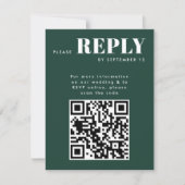 Emerald Green RSVP Cards für HochzeitQR Code Karte (Vorderseite)