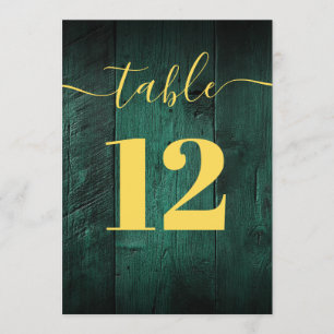 Emerald Green Rustic Bard Wood Boho Tischnummer